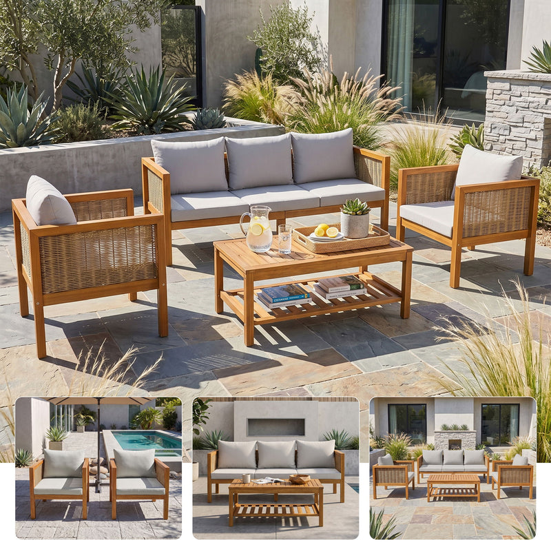 2 Piece Outdoor Armchair Set With Cushion