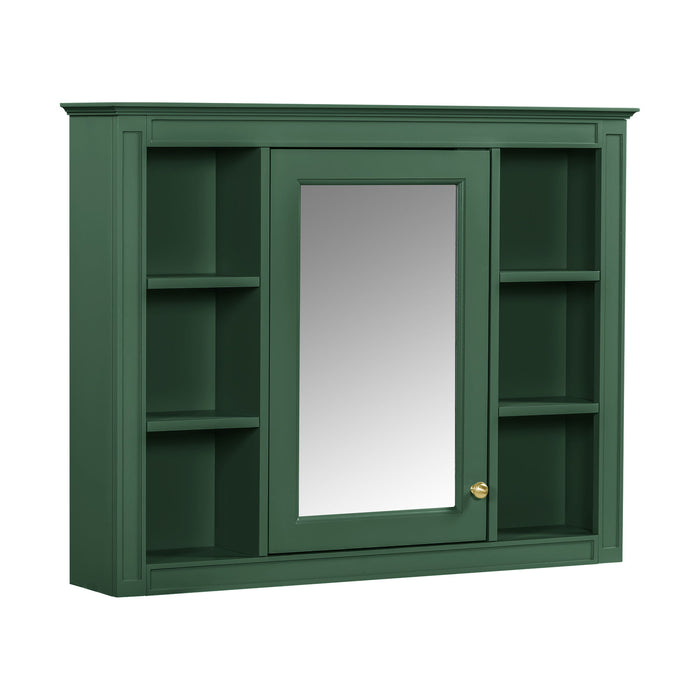 Bathroom Vanity With Mirror Cabinet, Single Sink With 2 Soft Closing Doors And 4 Drawers