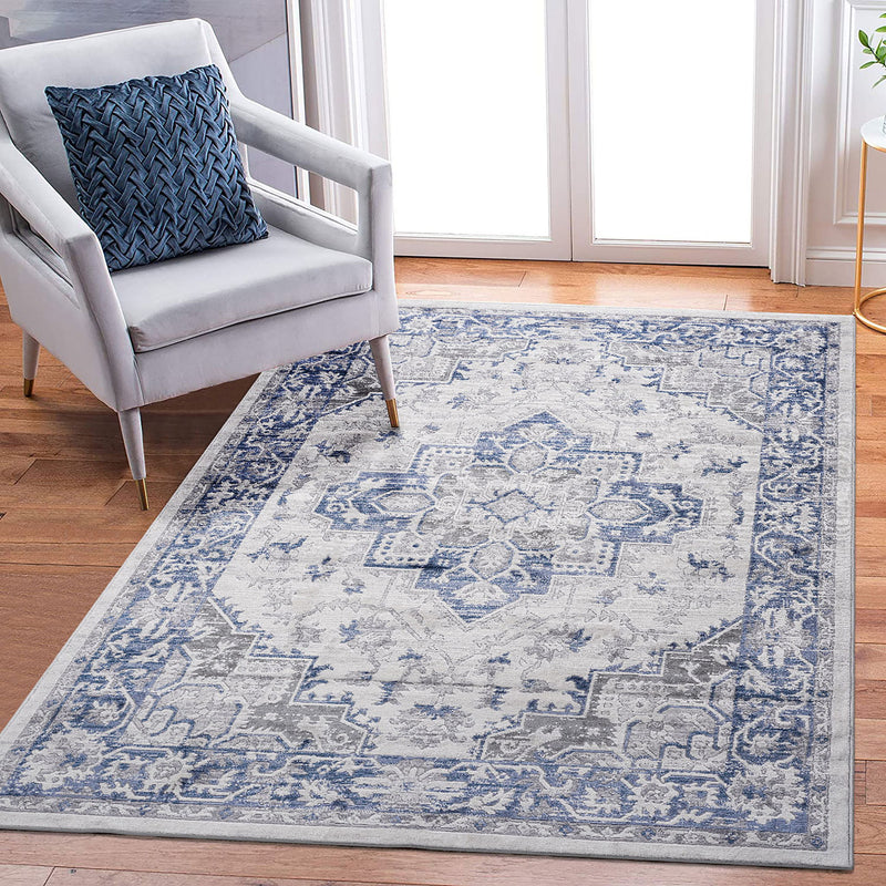 Marfi - 6' X 9' Oriental Area Rug - Blue / Gray