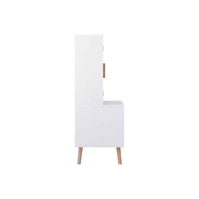 Toy Storage Cabinet With Doors And Open Shelf, Toddler Bookshelf For Playroom - White