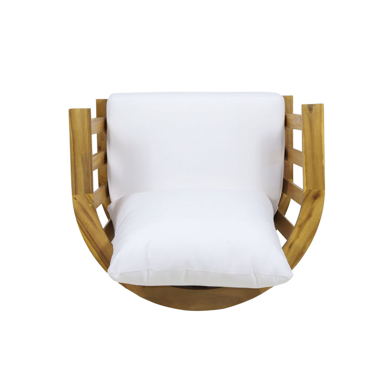 Outdoor Club Chair With Curved Backrest And Frame - White