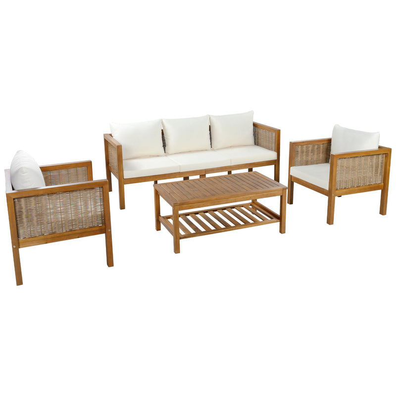 Patio Set Outdoor With Coffee Table And Cushions