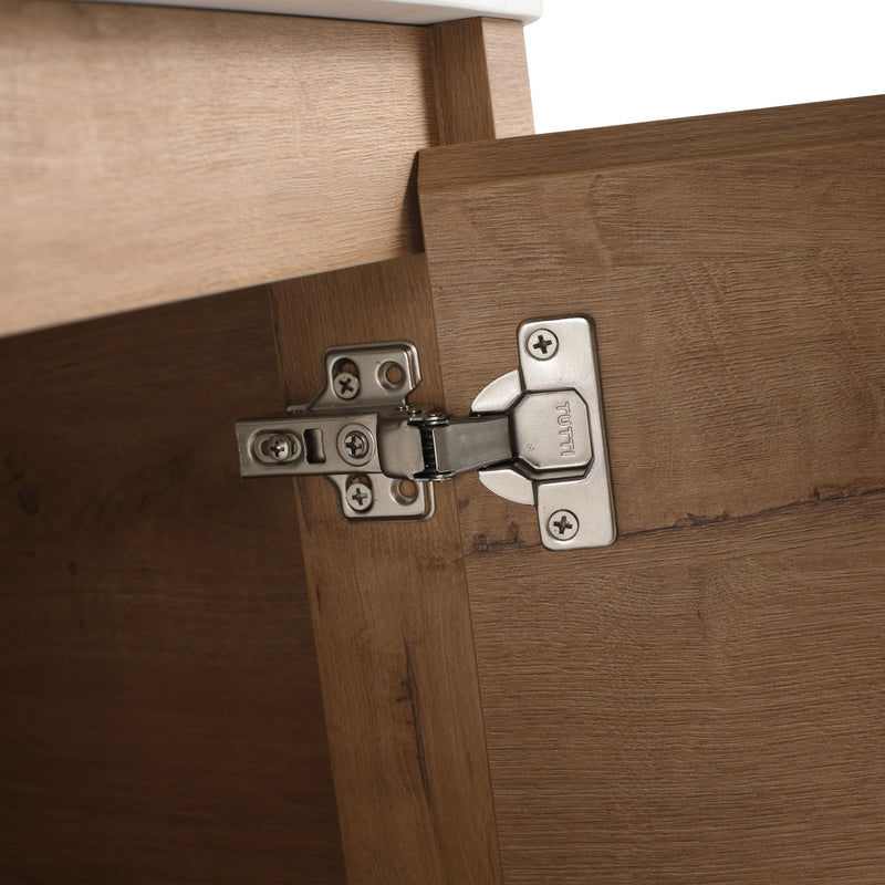 Wall Mounted Bathroom Vanity With Art Sink, 1 Storage Shelf, 2 Soft Close Doors