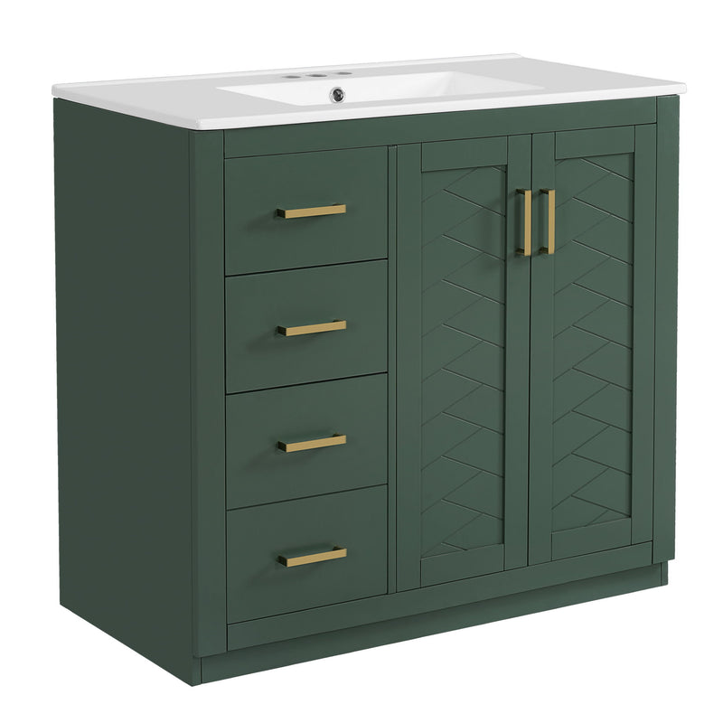 Bathroom Vanity With Sink Combo, Storage Cabinet, Freestanding Set With 3 Drawers & Soft Closing Doors