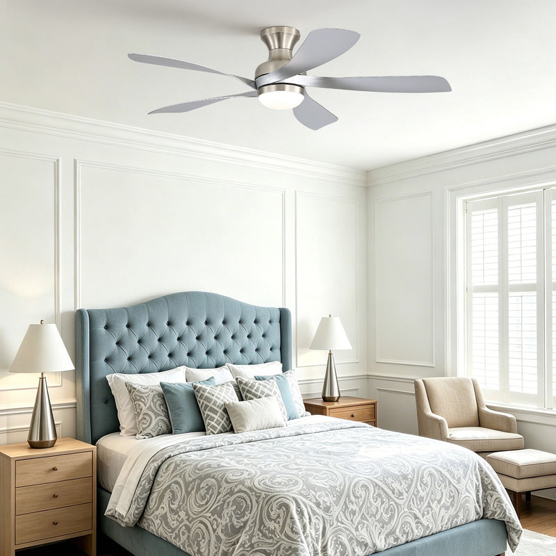 52" Ceiling Fan With 3 Color Dimmable LED Light, DC Reversible Motor, 6 Speed Settings