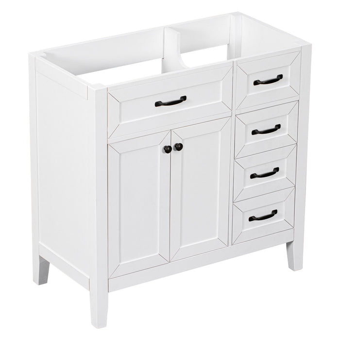 Modern Bathroom Vanity Base Only, 2 Doors And 3 Drawers