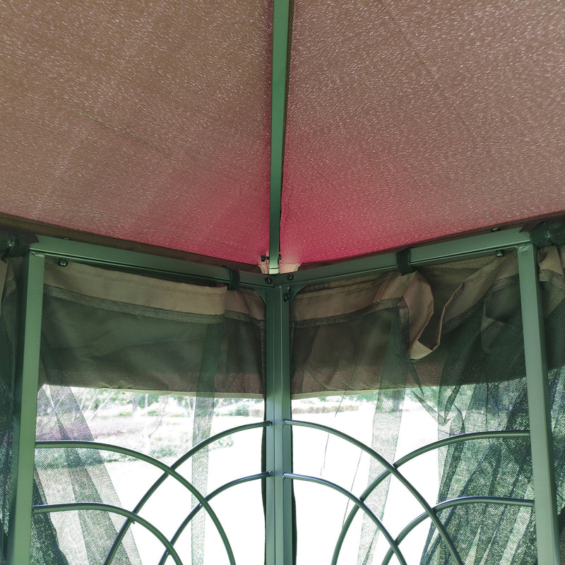 13 0 Outdoor Patio Gazebo Canopy Tent With Ventilated Double Roof And Mosquito Net (Detachable Mesh Screen On All Sides) Suitable For Lawn Garden Backyard And Deck Top - Brown