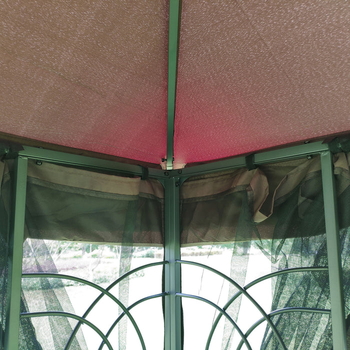 13 0 Outdoor Patio Gazebo Canopy Tent With Ventilated Double Roof And Mosquito Net (Detachable Mesh Screen On All Sides) Suitable For Lawn Garden Backyard And Deck Top - Brown