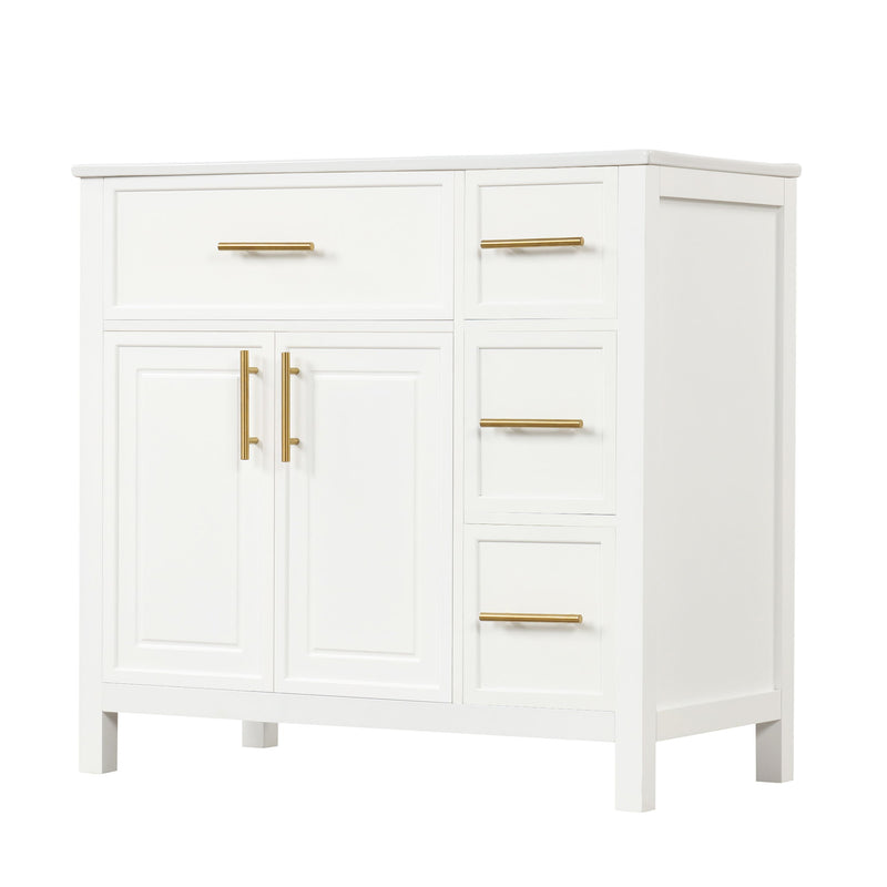 Modern Bathroom Vanity With Sink Top, 2 Doors And 3 Drawers
