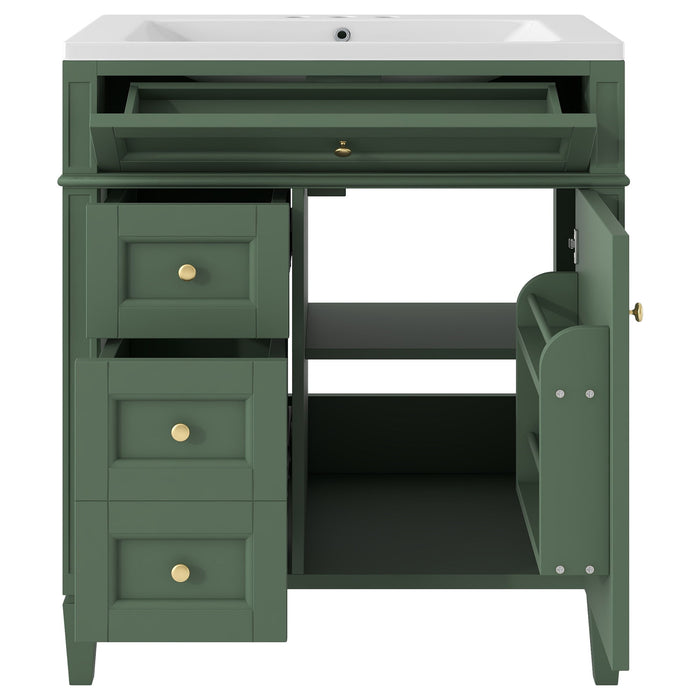 Bathroom Vanity With Medicine Cabinet, Royal Mirror Cabinet, Modern Bathroom Storage Cabinet With 2 Soft Closing Doors And 4 Drawers