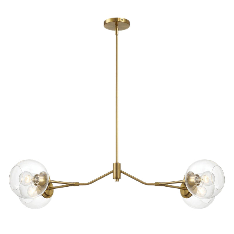 Jewel - 4 Lights Chandelier Ceiling Hanging Light Fixture - Clear / Gold