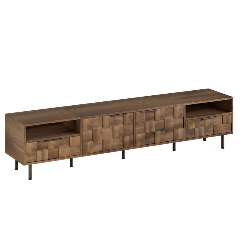 TV Stand With 2 Drawers, Media Console Table For TVs Up To 85'' - Natural