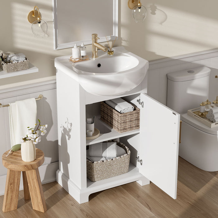 20" Bathroom Vanity With Bulged Sink, Freestanding Single Vanity Set, Soft Close Door