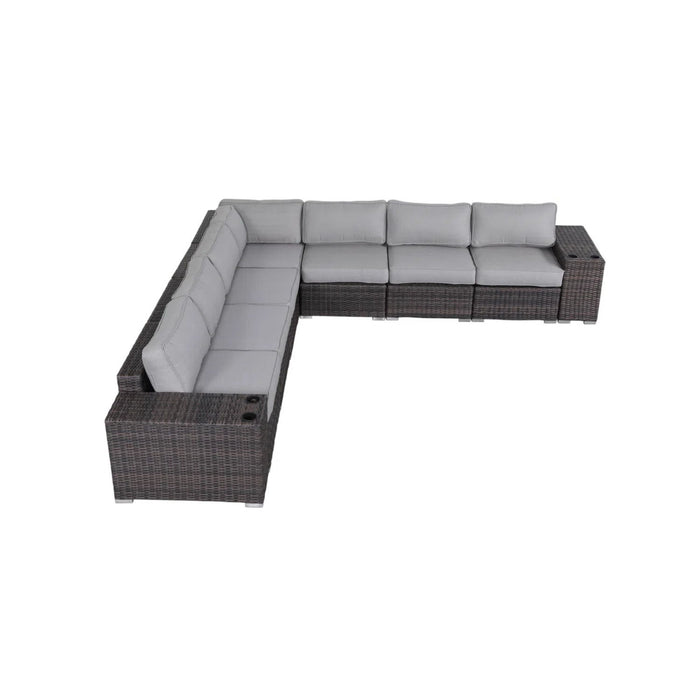 Modern Rattan Wicker Seating Group With Cushions