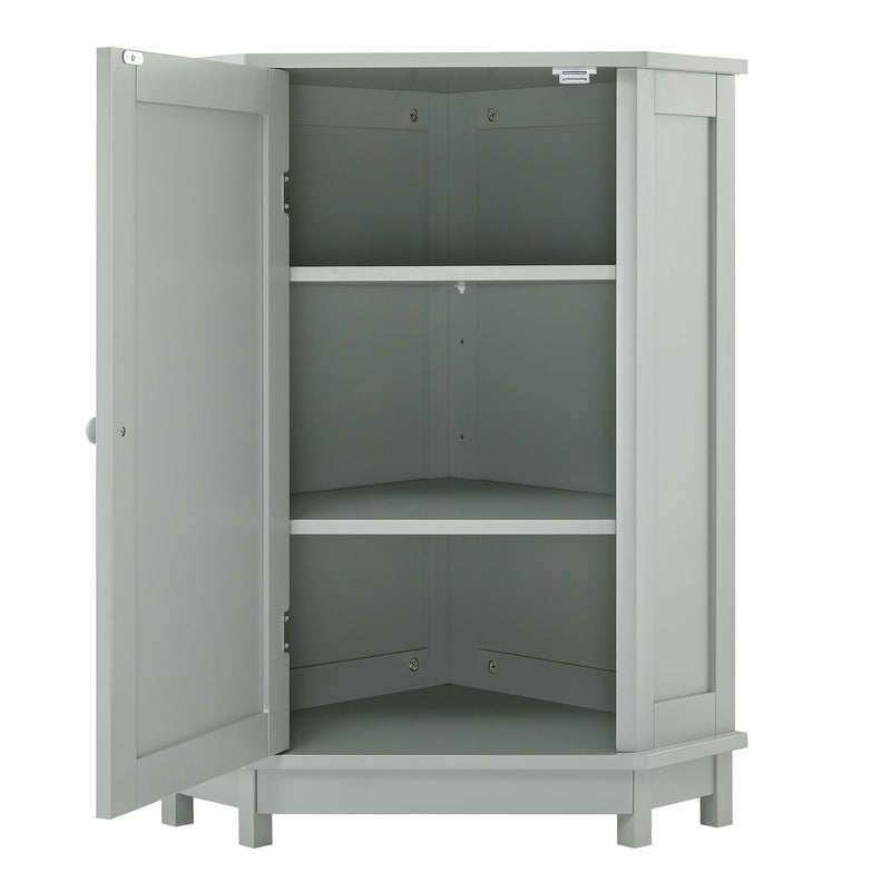 Triangle Corner Bathroom Cabinet With Adjustable Shelf, Storage Unit - Gray