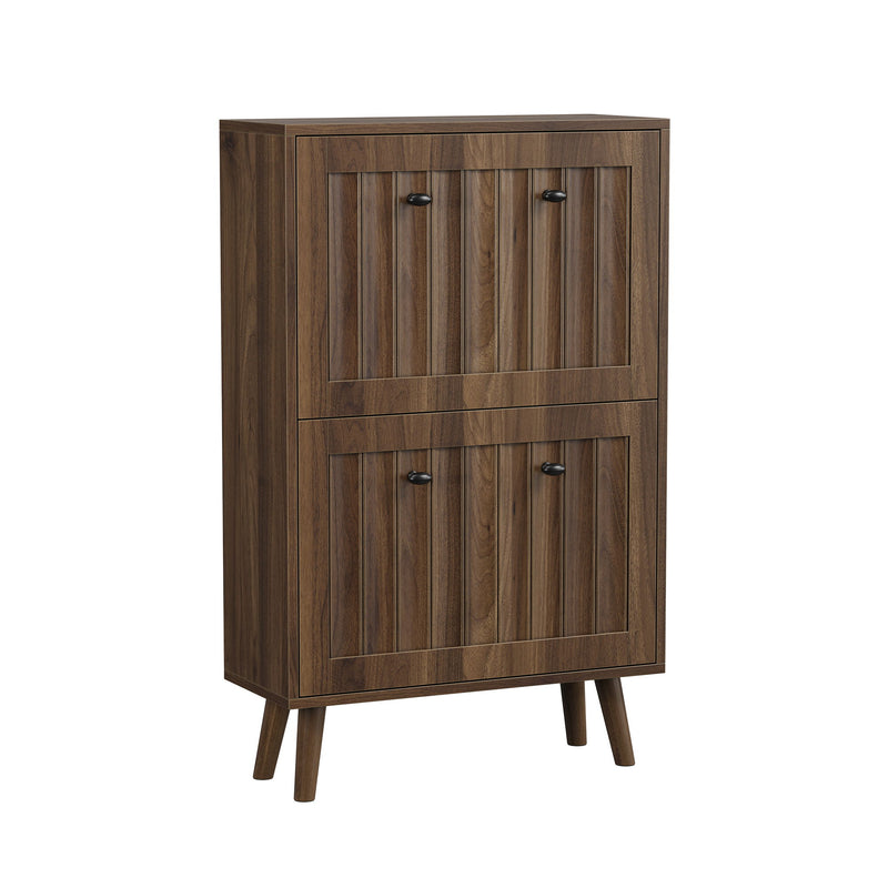 Shoe Cabinet, Upright Storage Unit - Walnut