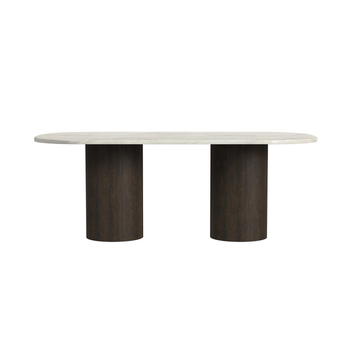 Sylvie Oval Dining Table with White Faux Marble Top