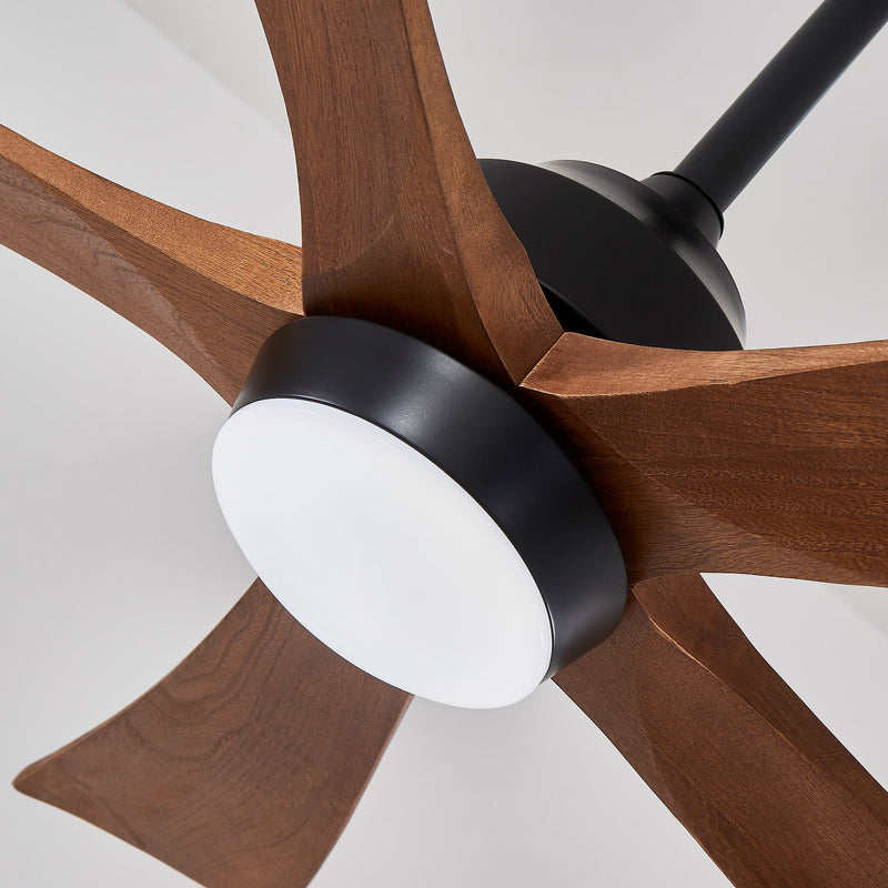 5 Blades Ceiling Fan With Lights Remote Control - Matte Black