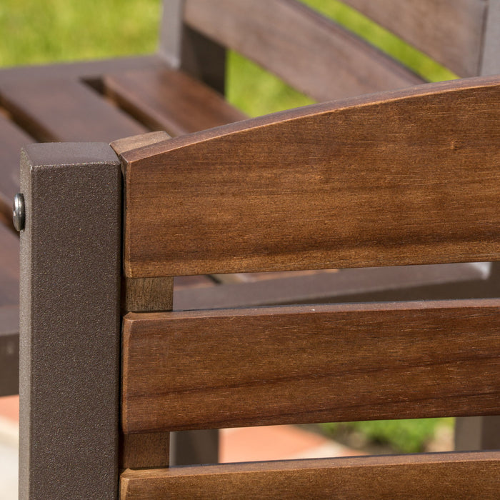 Outdoor Barstool With Slat Panel Design (Set of 2) - Dark Brown