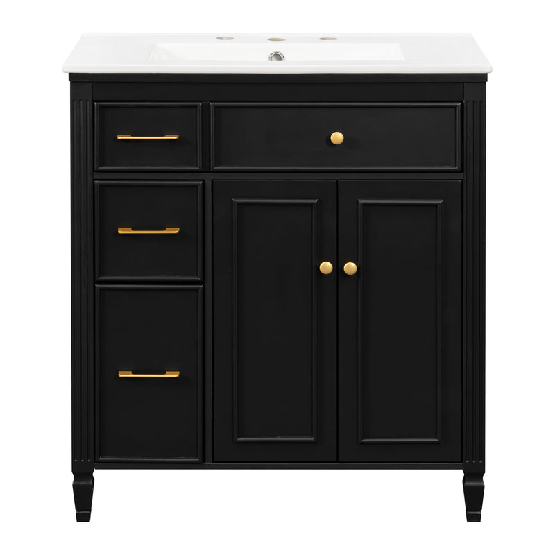 Freestanding Bathroom Vanity With Sink, Soft Close Door, Tip Out Drawer