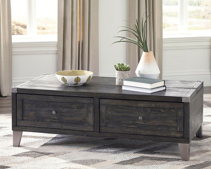 Todoe - Lift Top Cocktail Table - Dark Gray