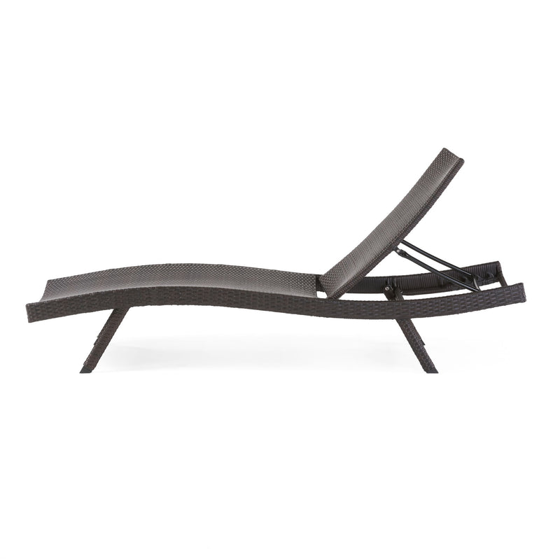 Kauai - Modern Style Wicker Chaise Lounge - Brown Multi