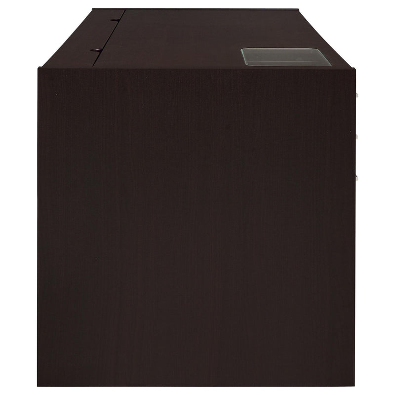 Halston - 3 Drawer Office Computer Desk With Keyboard Tray - Cappuccino