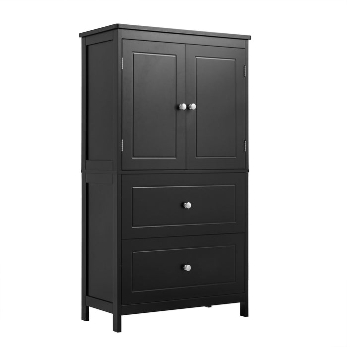 Bathroom Storage Cabinet With 2 Doors And Drawers, Adjustable Shelf