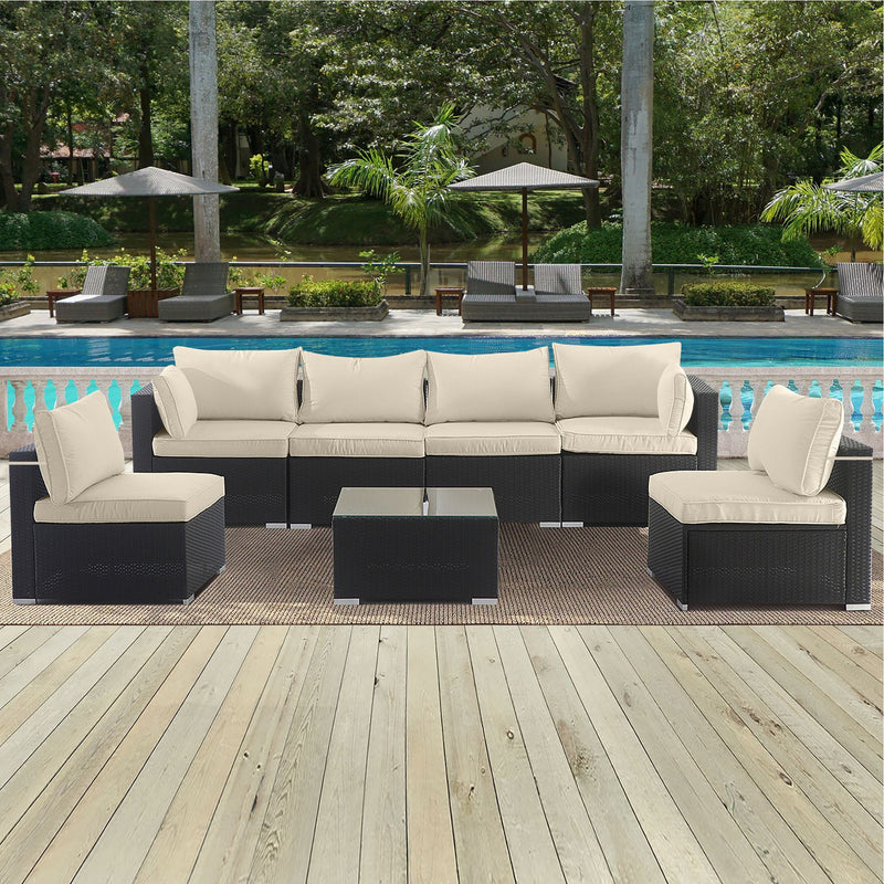 Cushion Covers For 7 Piece Wicker Sectional Sofa, 14 Pack Seat And Back Slipcovers With Zipper