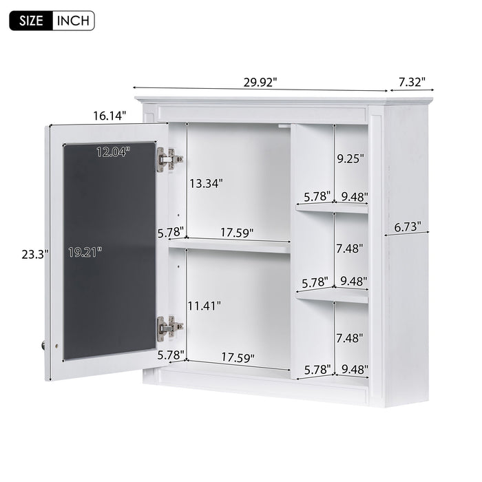 Bathroom Vanity With Medicine Cabinet, Royal Mirror Cabinet, Modern Bathroom Storage Cabinet With 2 Soft Closing Doors And 4 Drawers