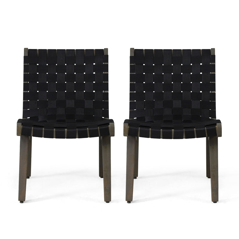 Lounge Chair With Stunning Rope Weave Design, (Set of 2) - Black