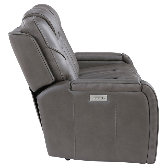 Daniel - 3 Piece Triple-Power Leather Reclining Set - Gray
