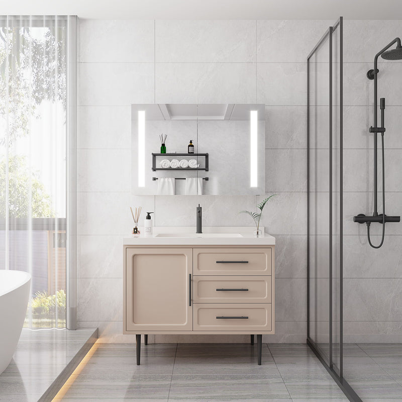 LED Medicine Cabinet With Mirror, Double Door With Defogger, Dimmer, Surface Mount