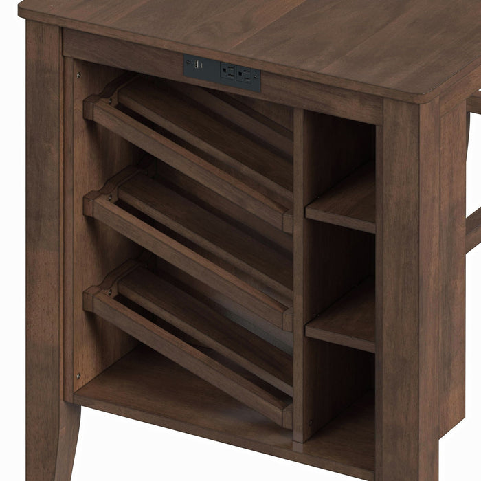 Santa Barbara - Kitchen Island & 2 Counter Stools With Fabric - Walnut / Dark Gray