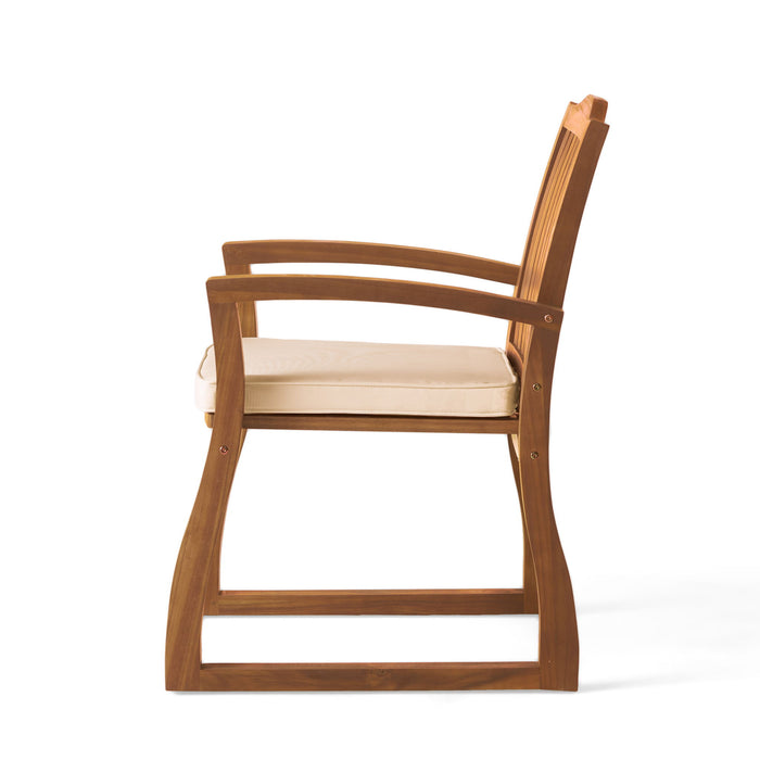 Della - Wood Armchair (Set of 2) Outdoor Dining Chairs - Cream