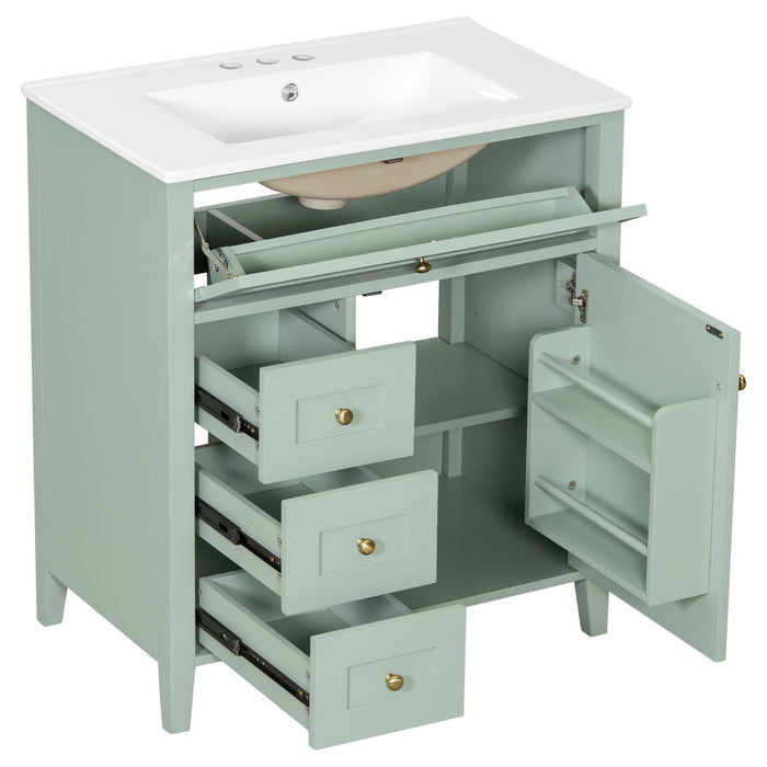 Bathroom Vanity With Sink, 3 Drawers And Adjustable Shelf, Freestanding Storage Unit