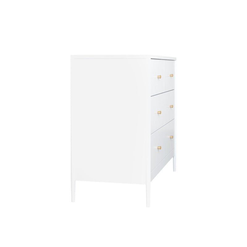 4 Drawer Kids Dresser With Antique Brass Pulls - White