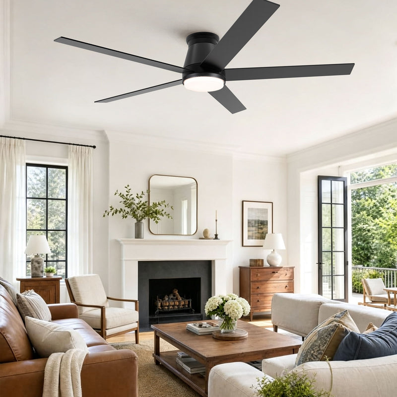 Flush Mount Ceiling Fan With Light