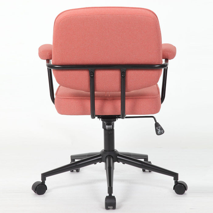 Button Mid Back Swivel Desk Chair With Curved Armrest - Pink