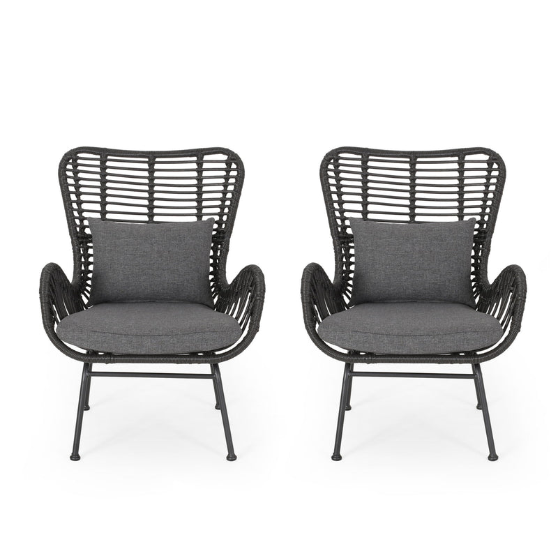 Modern Aesthetic Outdoor Rattan Accent Chair With Metal Legs