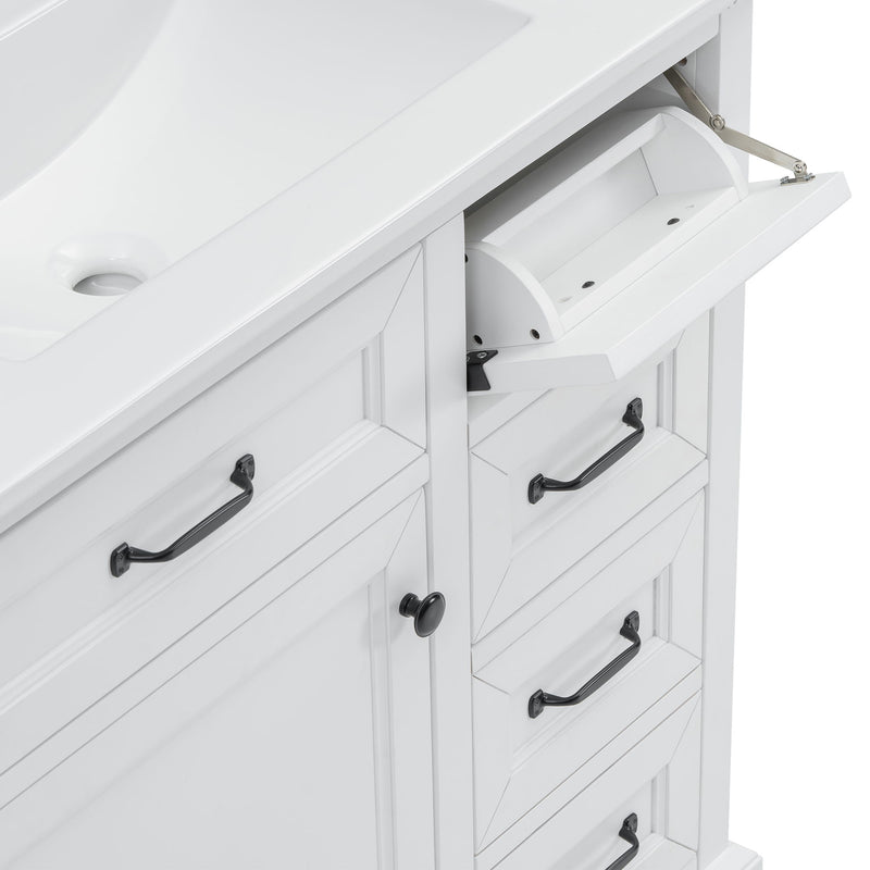 36" Bathroom Vanity With Sink, 2 Tip-Out Drawers, Soft Close Hinges