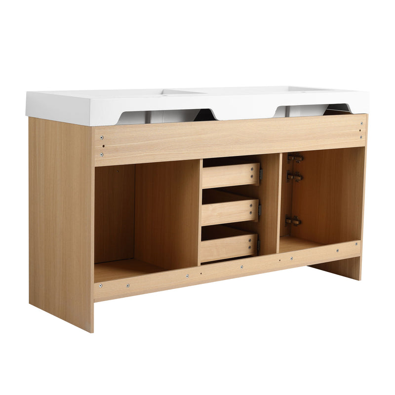 Freestanding Bathroom Vanity With Resin Sink, Soft-Closing Doors And Drawers