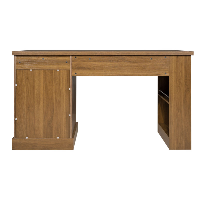 Modern Fluted Office Desk With Storage Cabinet