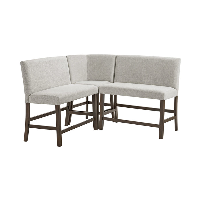 Seneca Counter 3PC Corner Bench with Grey Fabric