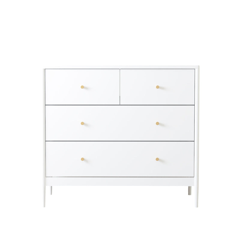 4 Drawer Kids Dresser With Antique Brass Pulls - White