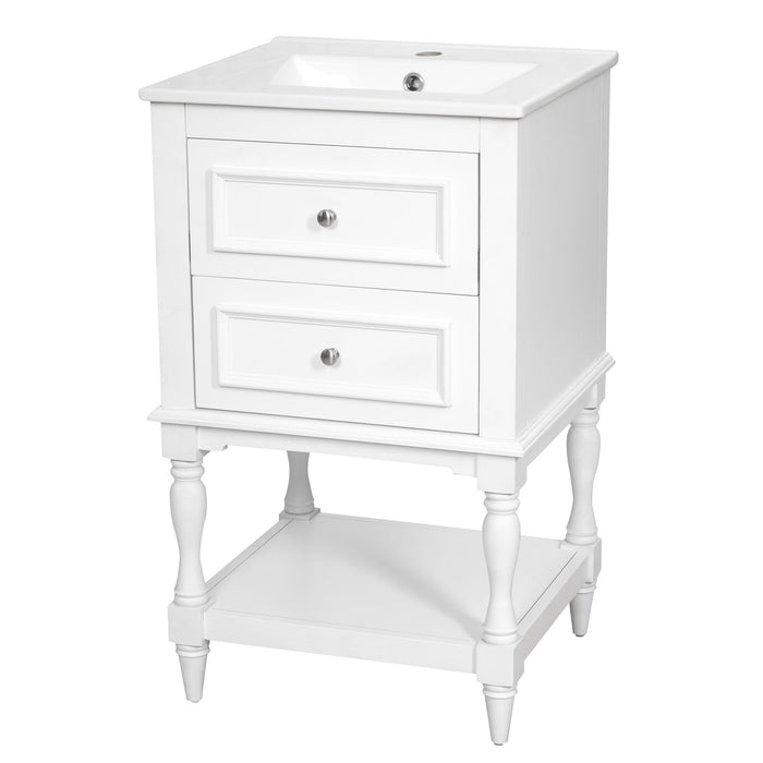 Retro Design Bathroom Vanity With Sink, 2 Drawer Storage Cabinet
