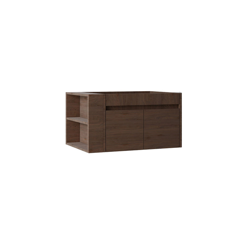 Floating Bathroom Vanity Cabinet, Soft Close Double Drawers, Open Side Storage, Wall Mounted, Cabinet Only