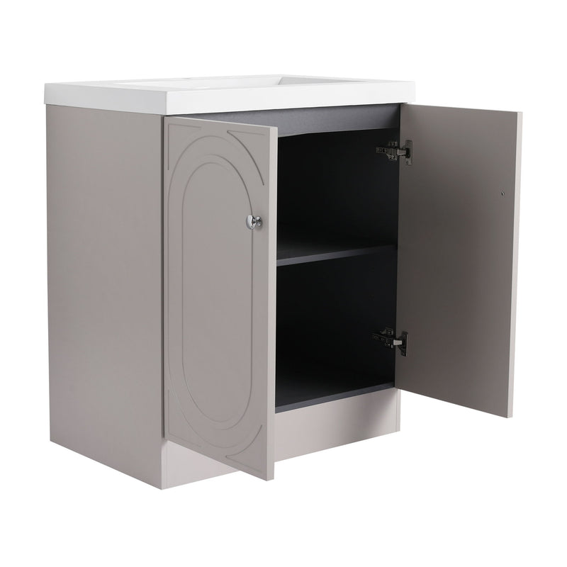 Contemporary Freestanding Bathroom Vanity With Resin Sink & Soft-Close Cabinet Doors