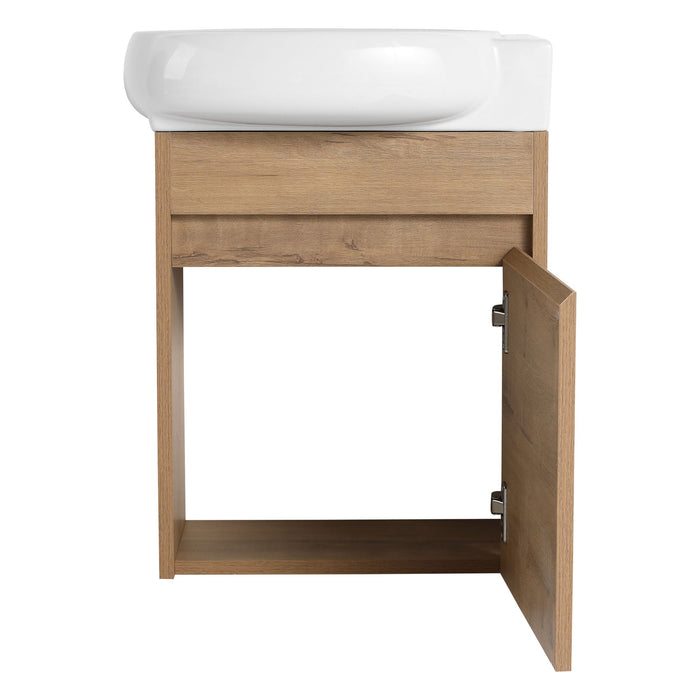 Modern Bathroom Vanity With Ceramic Basin, Wall Mounted Floating Sink Combo, Storage Cabinet