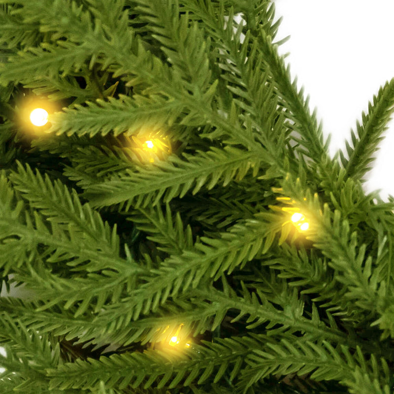 4 Piece Christmas Artificial Trees With Sturdy Bases, Pre Lit Wreath & Garland, Warm LED Lights, Indoor Holiday Decor - Green